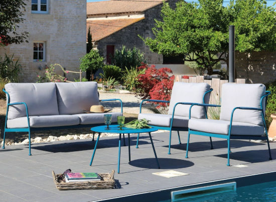 Alizé – Faites place au salon de jardin Noa II, pour un confort d’assise ultra moelleux et haut en couleur